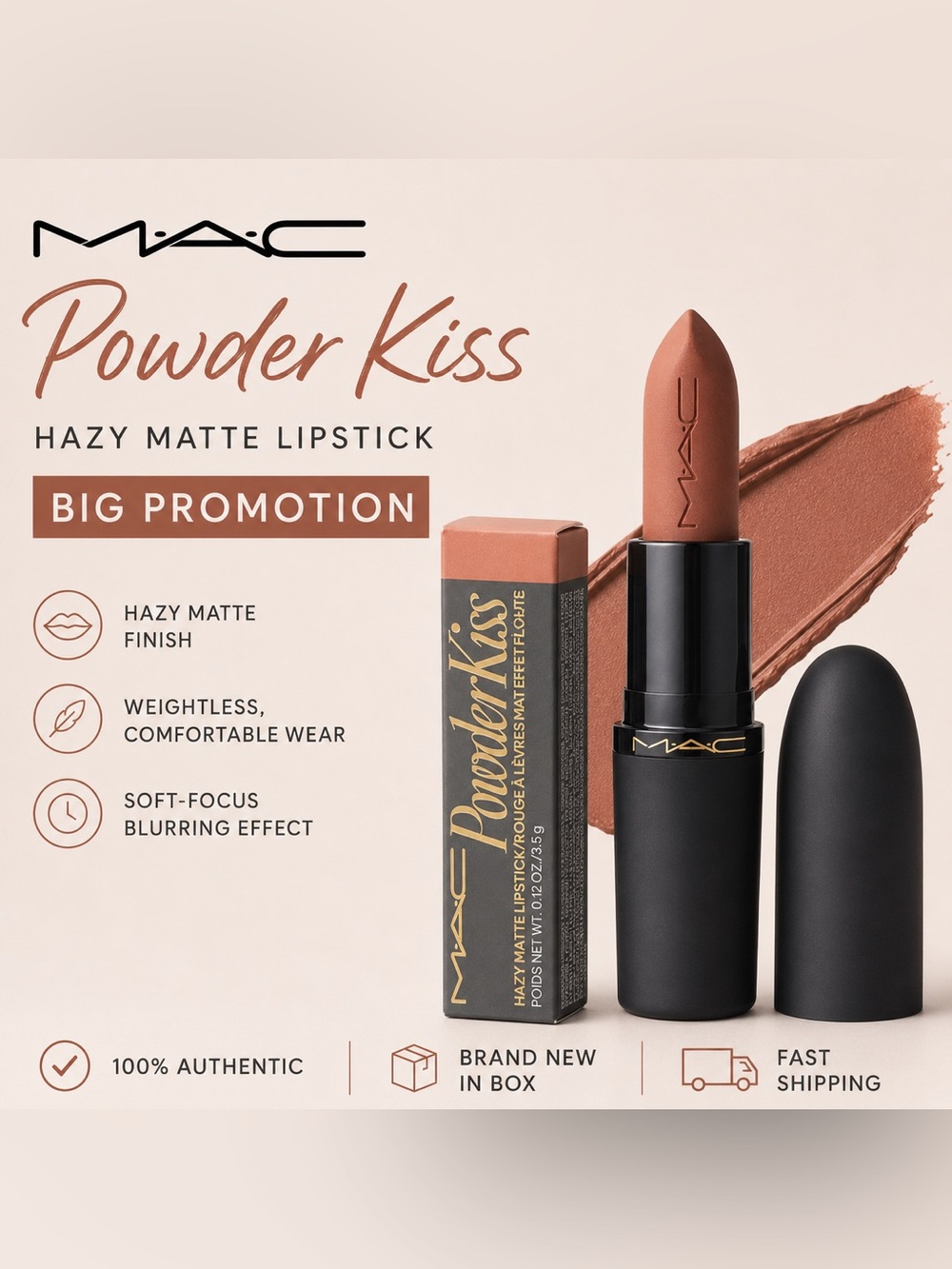MAC Cosmetics Powder Kiss Hazy Matte Lipstick - Big Promotion NEW in box